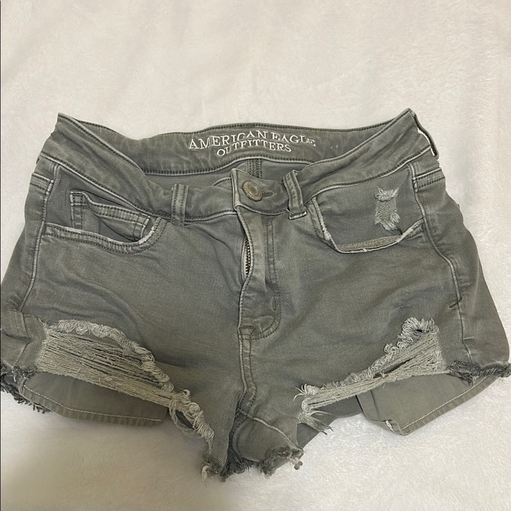 American Eagle Outfitters Gray Distressed Jean Shorts